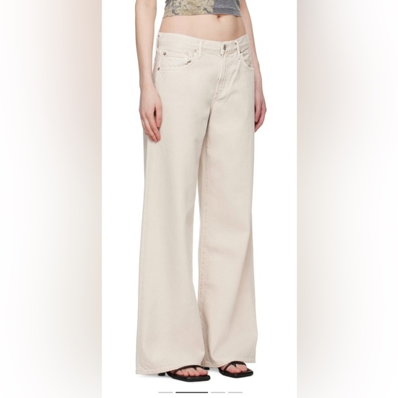 Agolde Cream Wide Leg Jeans - Picture 3 of 4